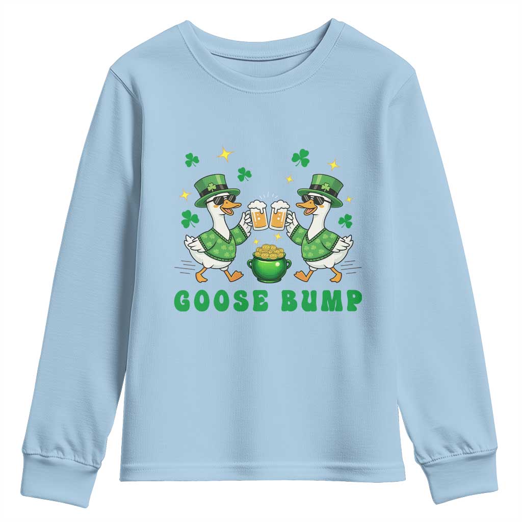 Funny St Patricks Day Goose Drinking Beer Youth Sweatshirt Goose Bump