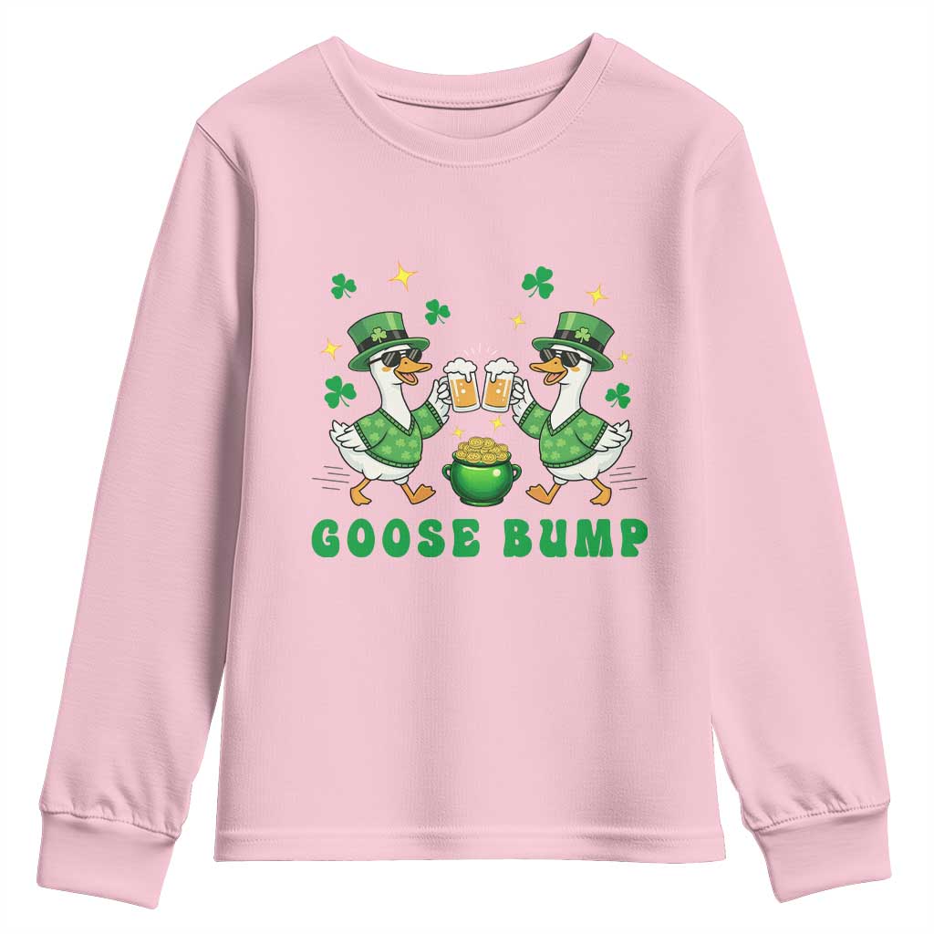 Funny St Patricks Day Goose Drinking Beer Youth Sweatshirt Goose Bump