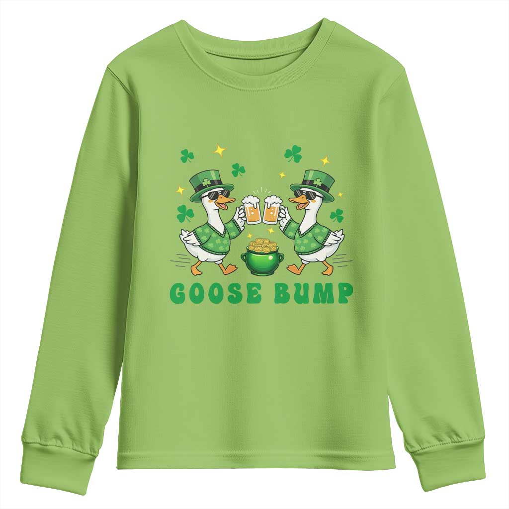 Funny St Patricks Day Goose Drinking Beer Youth Sweatshirt Goose Bump