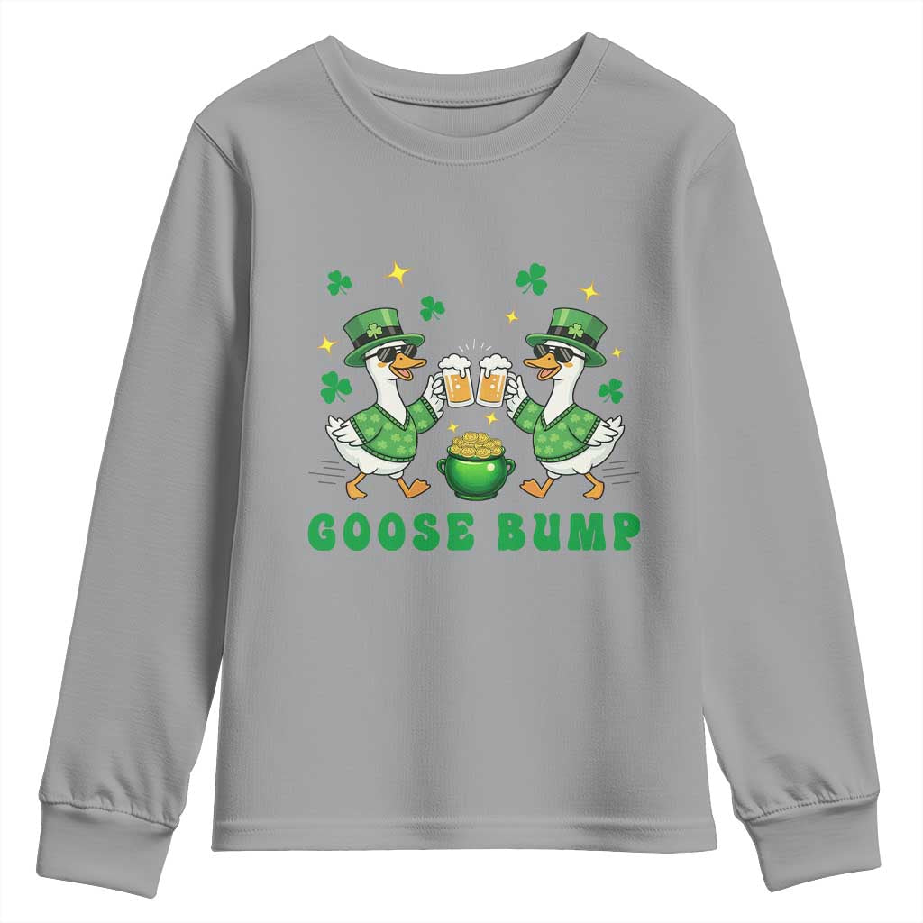 Funny St Patricks Day Goose Drinking Beer Youth Sweatshirt Goose Bump