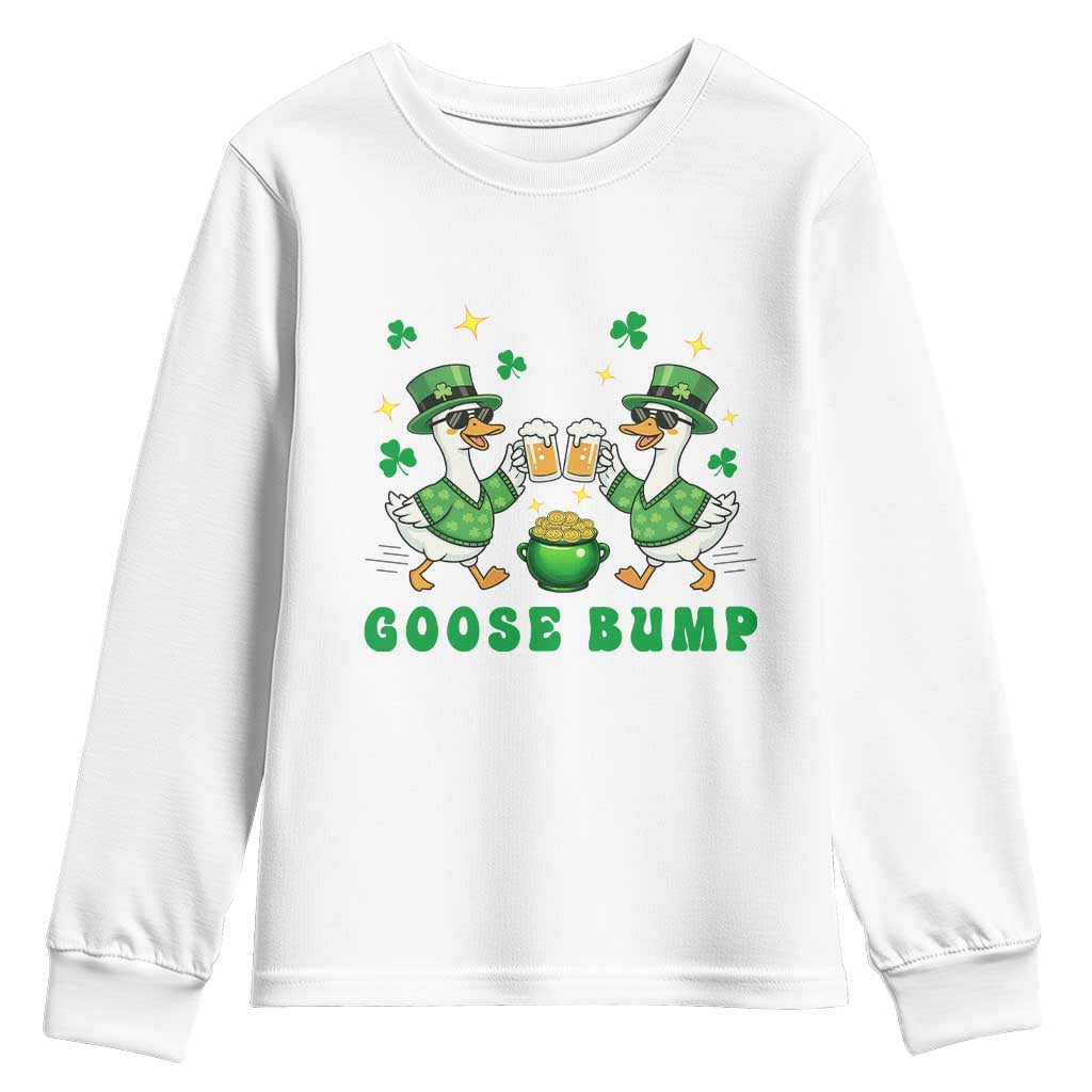 Funny St Patricks Day Goose Drinking Beer Youth Sweatshirt Goose Bump