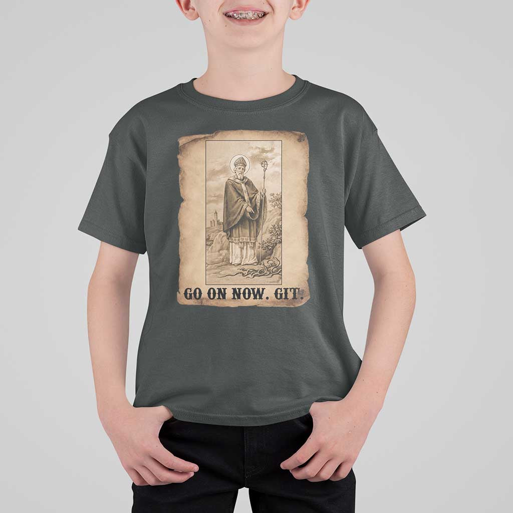 Funny Saint Patrick Irish Catholic St Patrick's Day T Shirt For Kid Go On Now Git