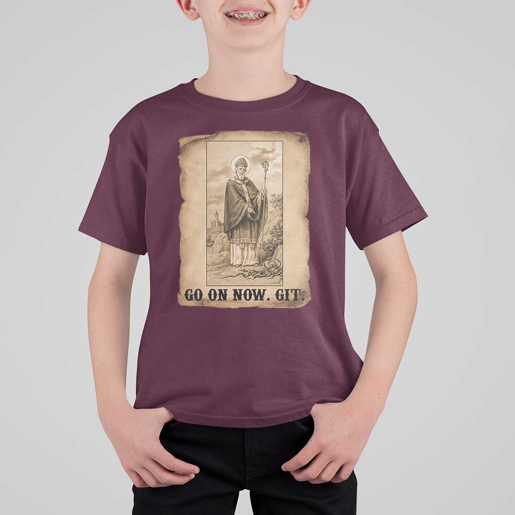 Funny Saint Patrick Irish Catholic St Patrick's Day T Shirt For Kid Go On Now Git