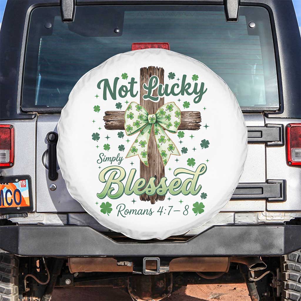 Shamrock Cross Irish St Patrick's Day Spare Tire Cover Not Lucky Simply Blessed