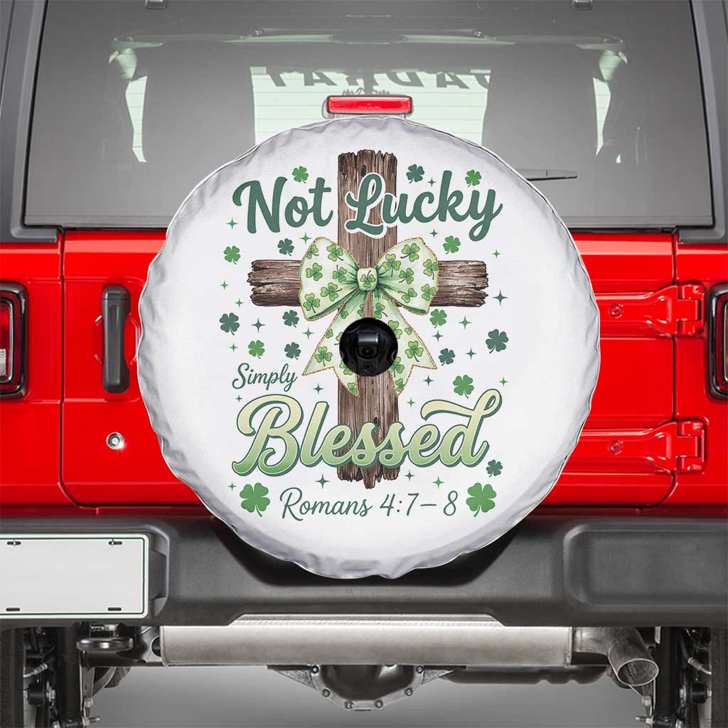Shamrock Cross Irish St Patrick's Day Spare Tire Cover Not Lucky Simply Blessed