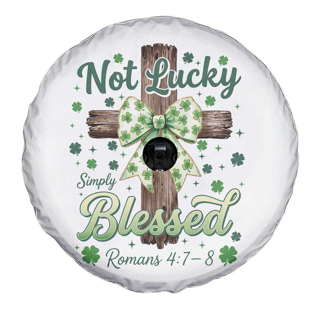 Shamrock Cross Irish St Patrick's Day Spare Tire Cover Not Lucky Simply Blessed
