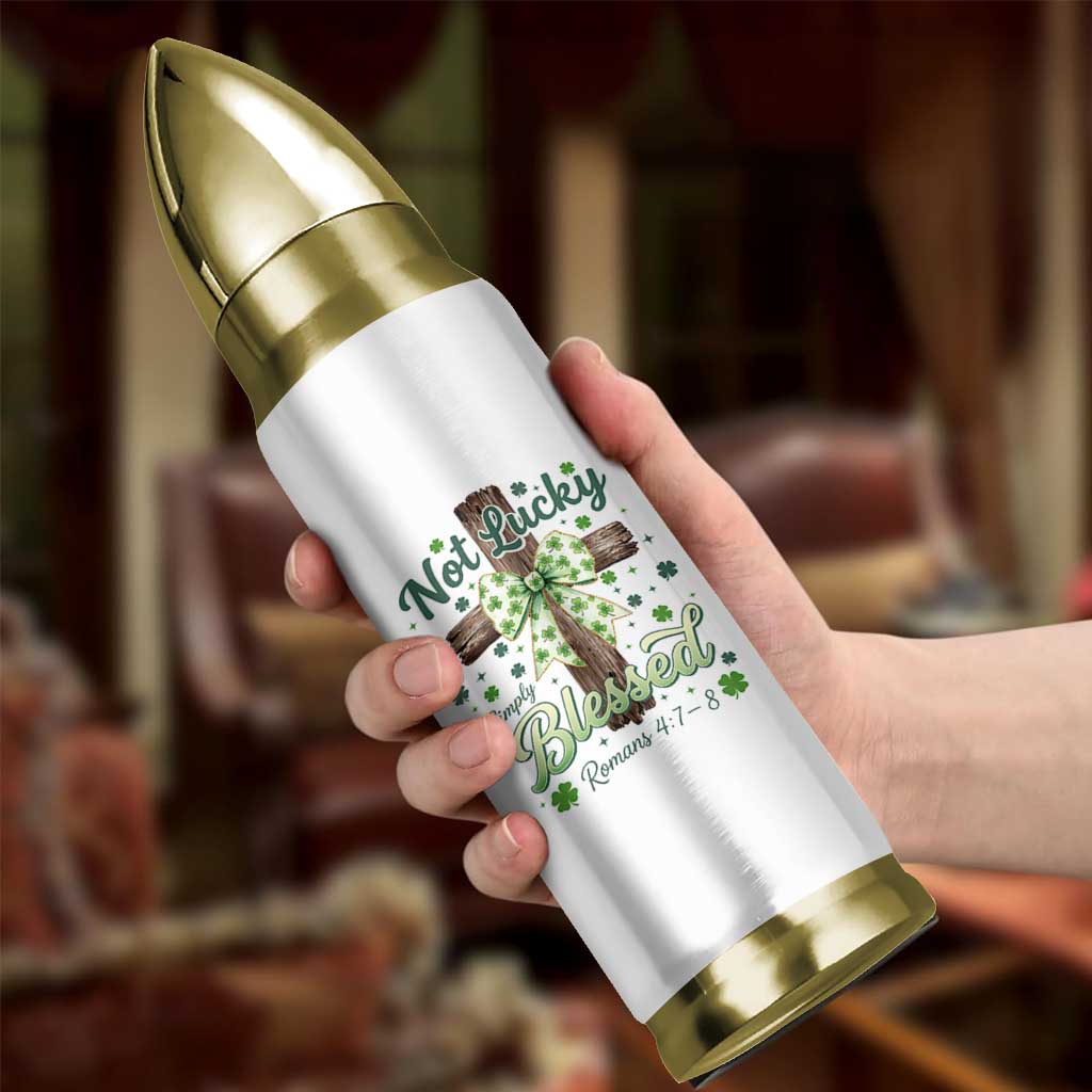 Shamrock Cross Irish St Patrick's Day Bullet Tumbler Not Lucky Simply Blessed