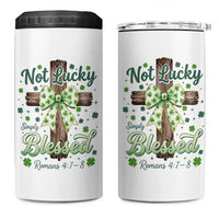 Shamrock Cross Irish St Patrick's Day 4 in 1 Can Cooler Tumbler Not Lucky Simply Blessed