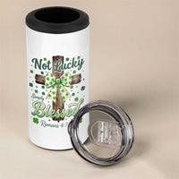 Shamrock Cross Irish St Patrick's Day 4 in 1 Can Cooler Tumbler Not Lucky Simply Blessed