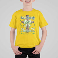 Shamrock Cross Irish St Patrick's Day T Shirt For Kid Not Lucky Simply Blessed