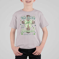 Shamrock Cross Irish St Patrick's Day T Shirt For Kid Not Lucky Simply Blessed