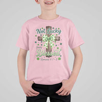 Shamrock Cross Irish St Patrick's Day T Shirt For Kid Not Lucky Simply Blessed