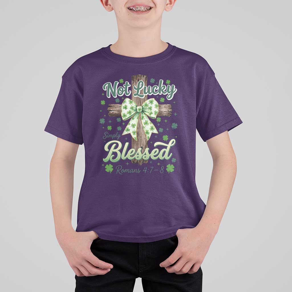 Shamrock Cross Irish St Patrick's Day T Shirt For Kid Not Lucky Simply Blessed