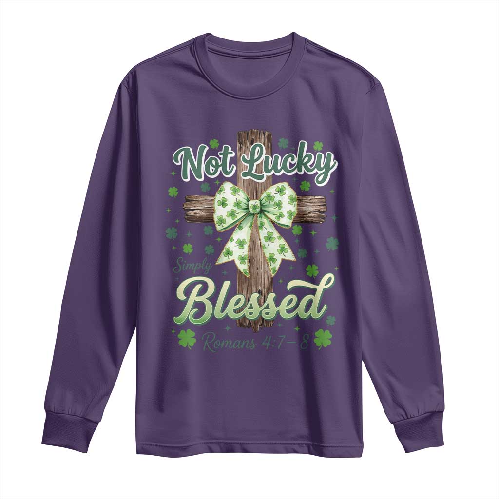 Shamrock Cross Irish St Patrick's Day Long Sleeve Shirt Not Lucky Simply Blessed