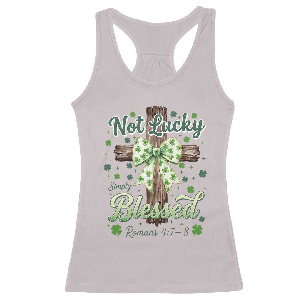 Shamrock Cross Irish St Patrick's Day Racerback Tank Top Not Lucky Simply Blessed