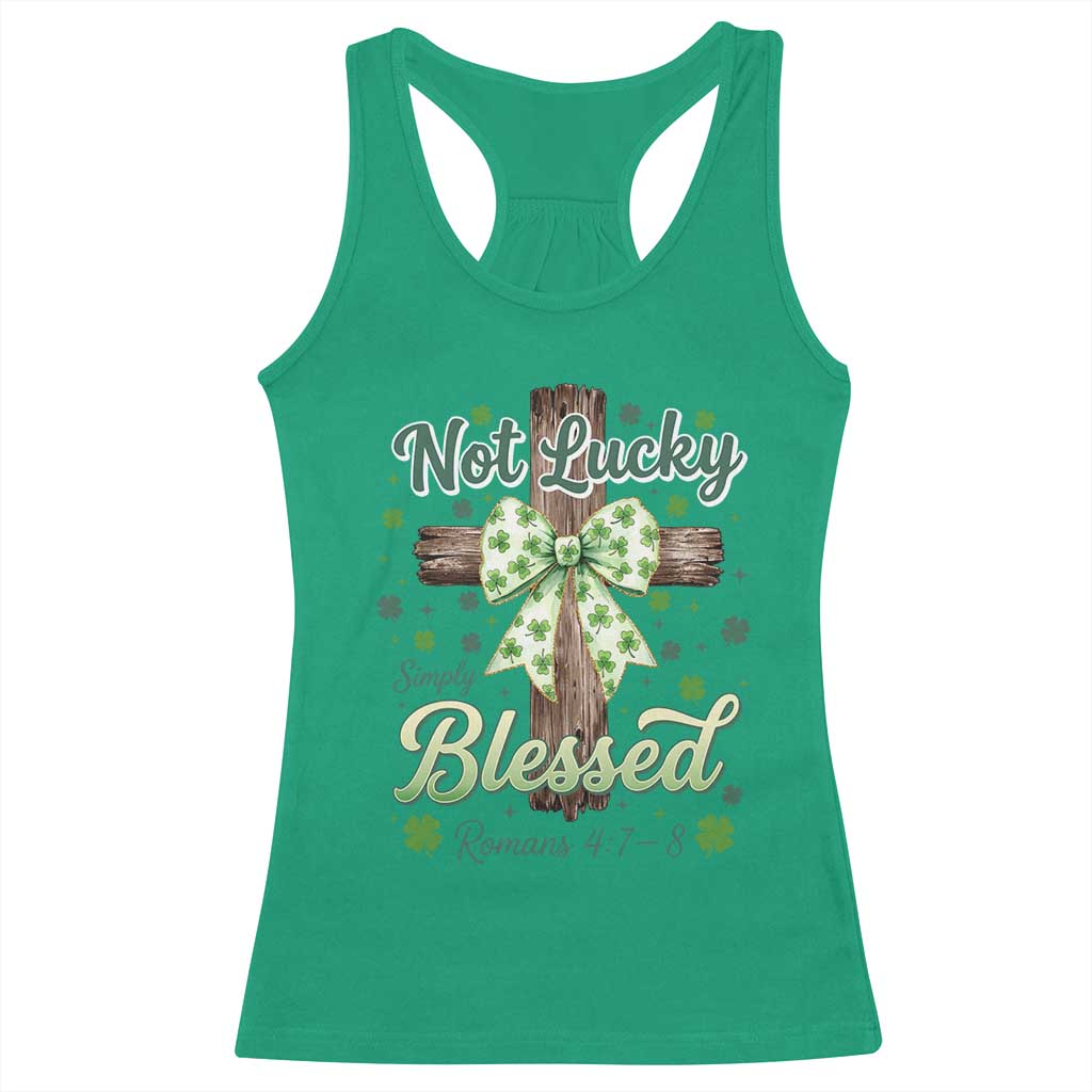 Shamrock Cross Irish St Patrick's Day Racerback Tank Top Not Lucky Simply Blessed