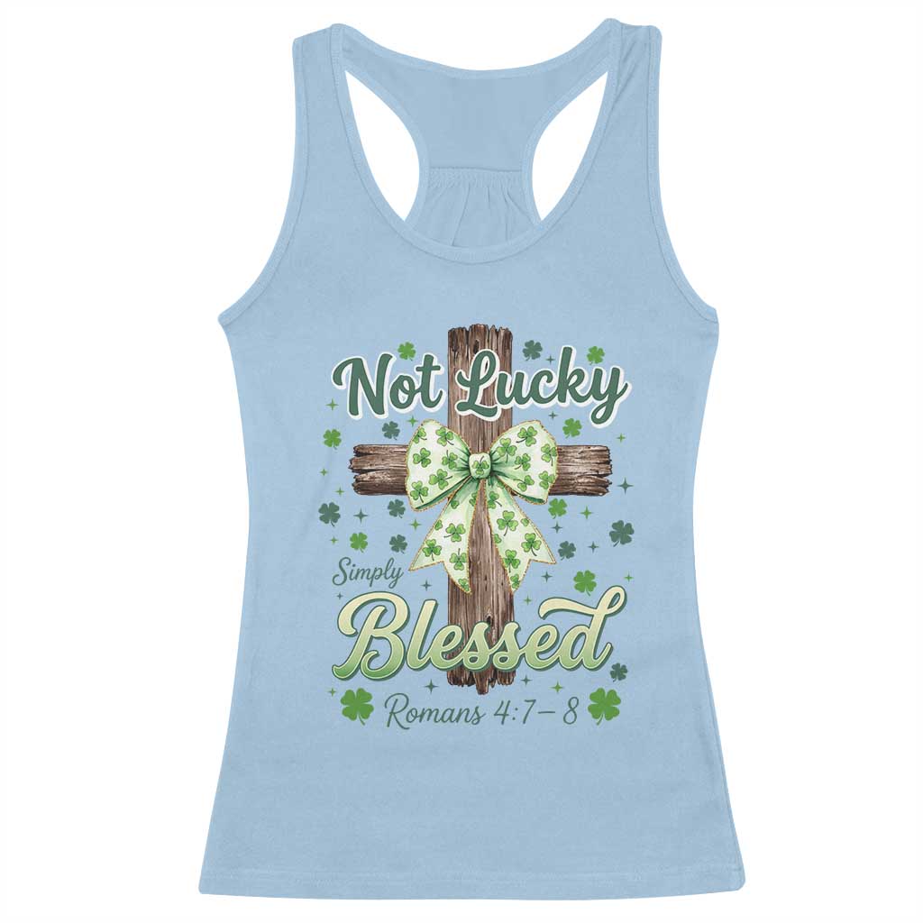 Shamrock Cross Irish St Patrick's Day Racerback Tank Top Not Lucky Simply Blessed