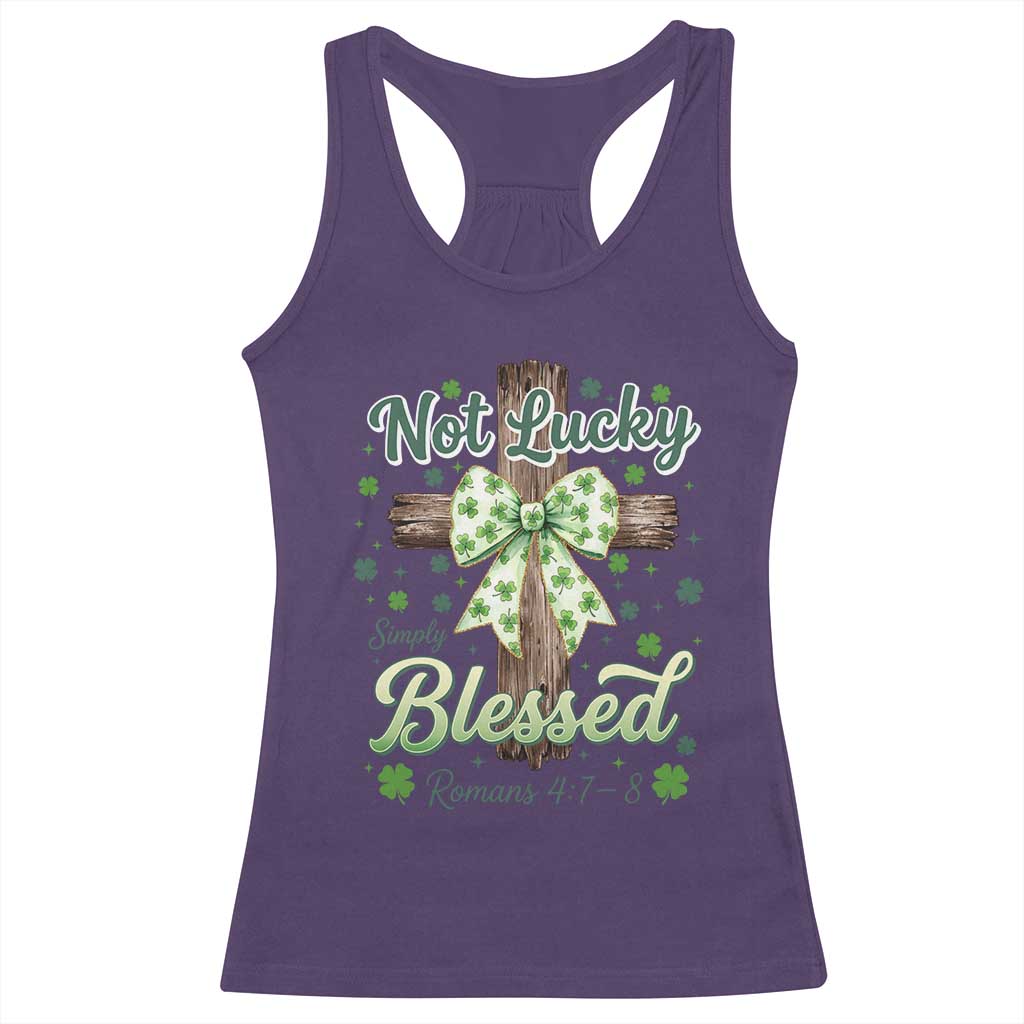 Shamrock Cross Irish St Patrick's Day Racerback Tank Top Not Lucky Simply Blessed