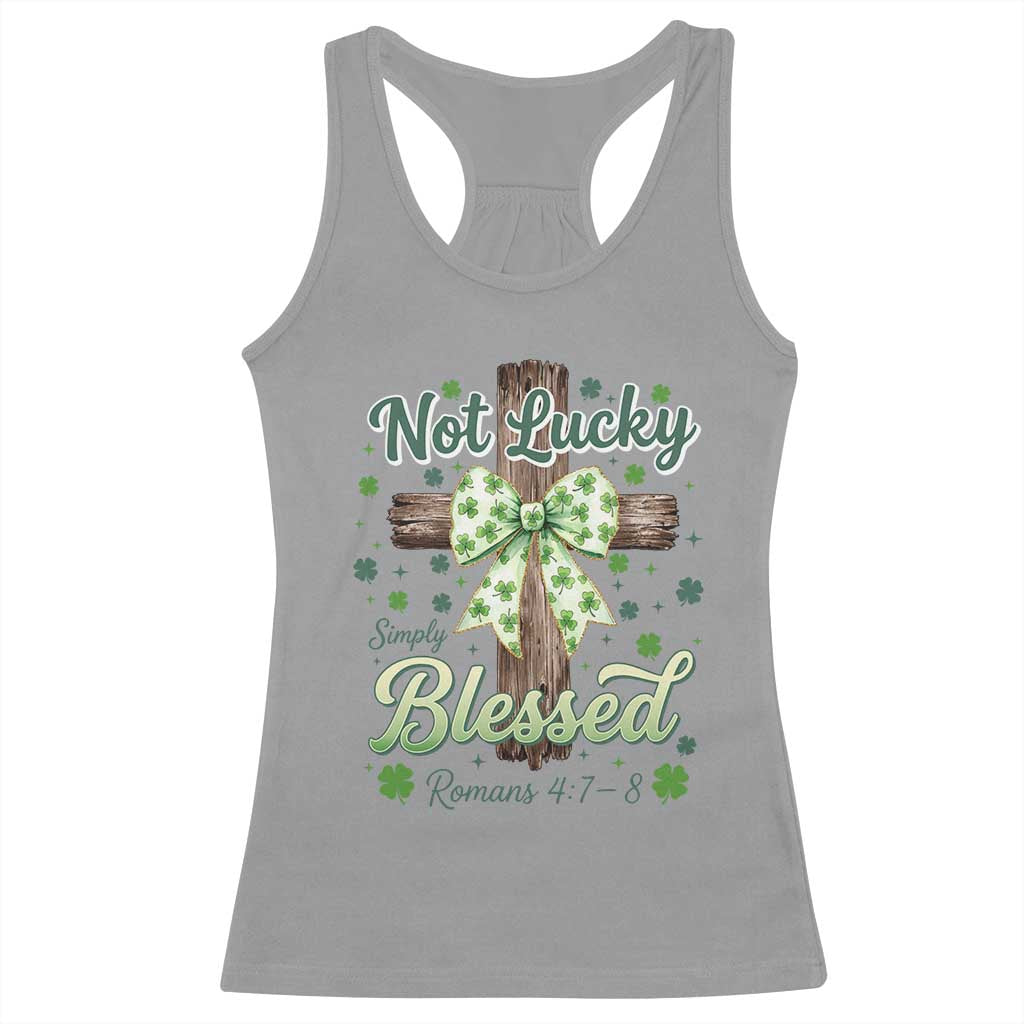 Shamrock Cross Irish St Patrick's Day Racerback Tank Top Not Lucky Simply Blessed