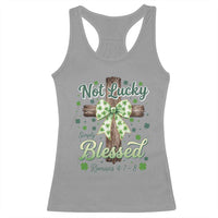 Shamrock Cross Irish St Patrick's Day Racerback Tank Top Not Lucky Simply Blessed