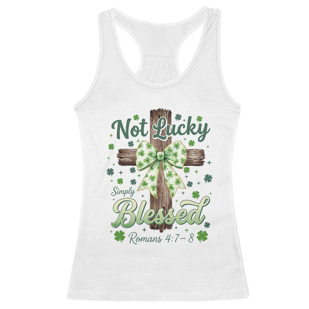 Shamrock Cross Irish St Patrick's Day Racerback Tank Top Not Lucky Simply Blessed