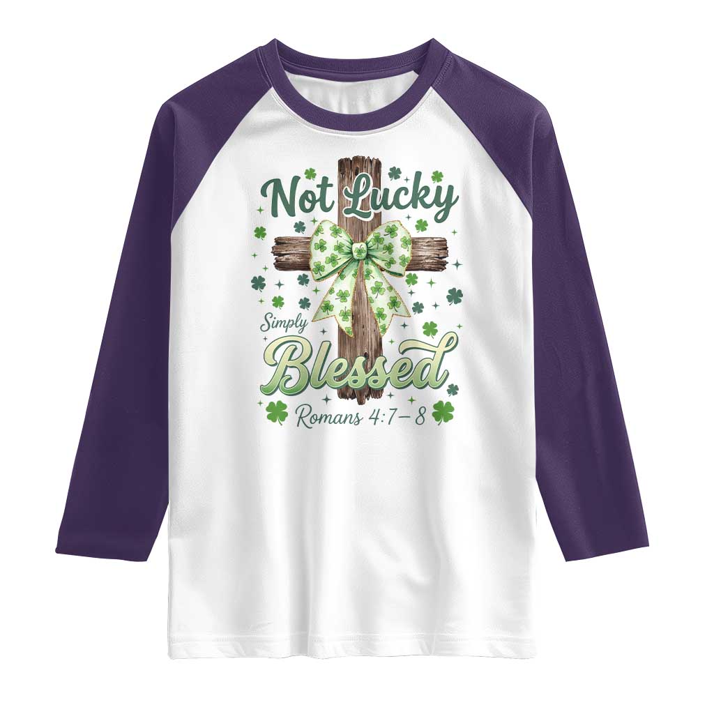 Shamrock Cross Irish St Patrick's Day Raglan Shirt Not Lucky Simply Blessed