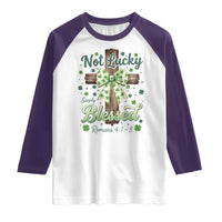 Shamrock Cross Irish St Patrick's Day Raglan Shirt Not Lucky Simply Blessed