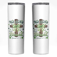 Shamrock Cross Irish St Patrick's Day Skinny Tumbler Not Lucky Simply Blessed