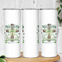 Shamrock Cross Irish St Patrick's Day Skinny Tumbler Not Lucky Simply Blessed