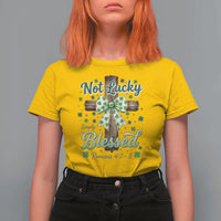 Shamrock Cross Irish St Patrick's Day T Shirt For Women Not Lucky Simply Blessed