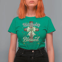 Shamrock Cross Irish St Patrick's Day T Shirt For Women Not Lucky Simply Blessed