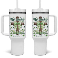 Shamrock Cross Irish St Patrick's Day Tumbler With Handle Not Lucky Simply Blessed