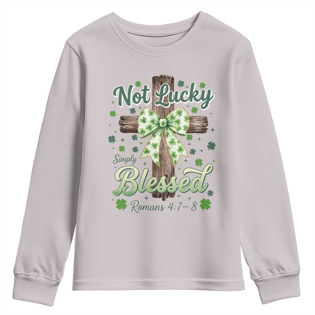 Shamrock Cross Irish St Patrick's Day Youth Sweatshirt Not Lucky Simply Blessed