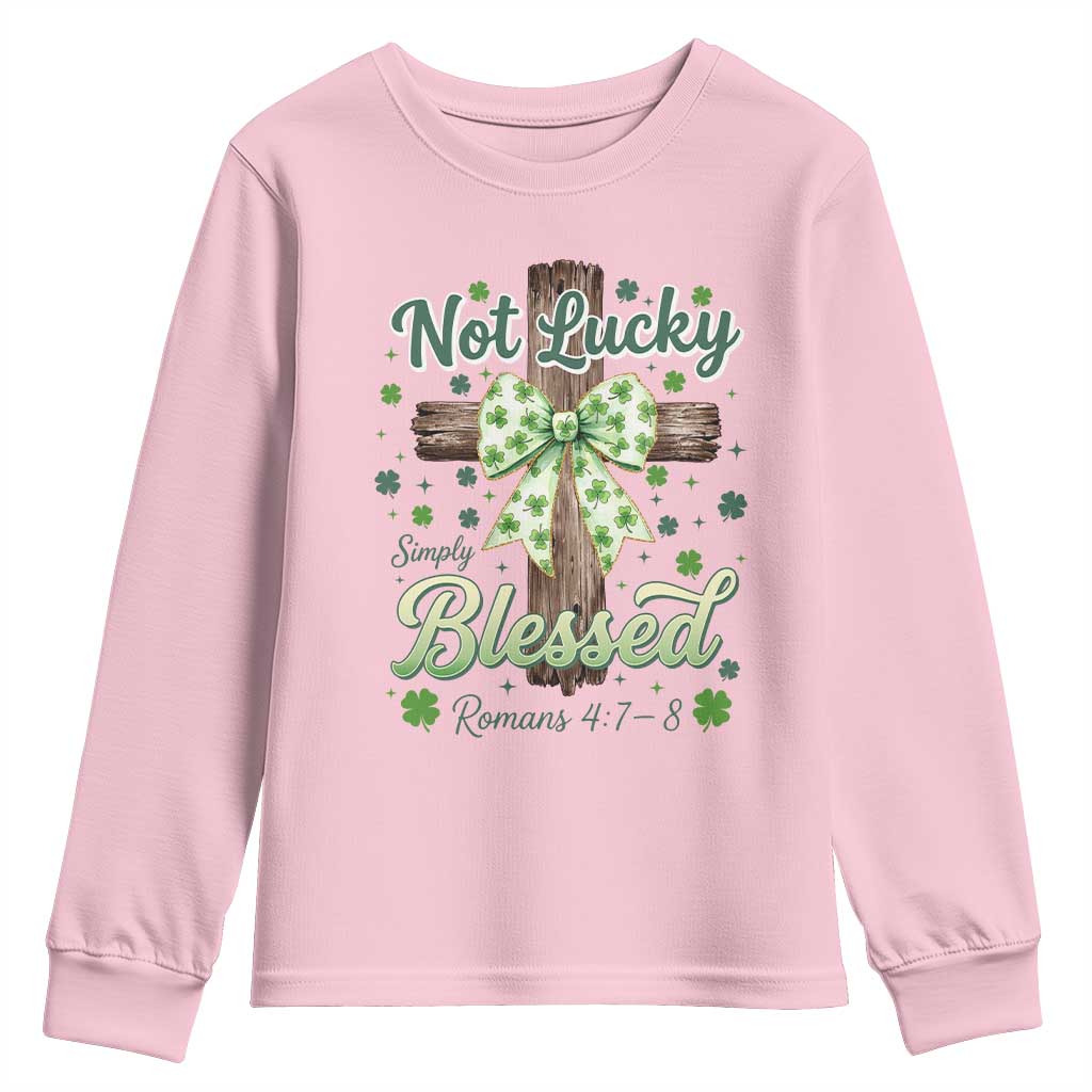 Shamrock Cross Irish St Patrick's Day Youth Sweatshirt Not Lucky Simply Blessed