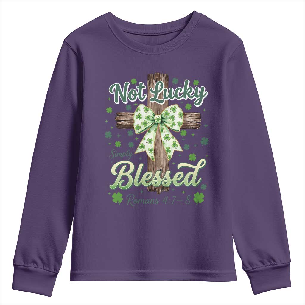 Shamrock Cross Irish St Patrick's Day Youth Sweatshirt Not Lucky Simply Blessed