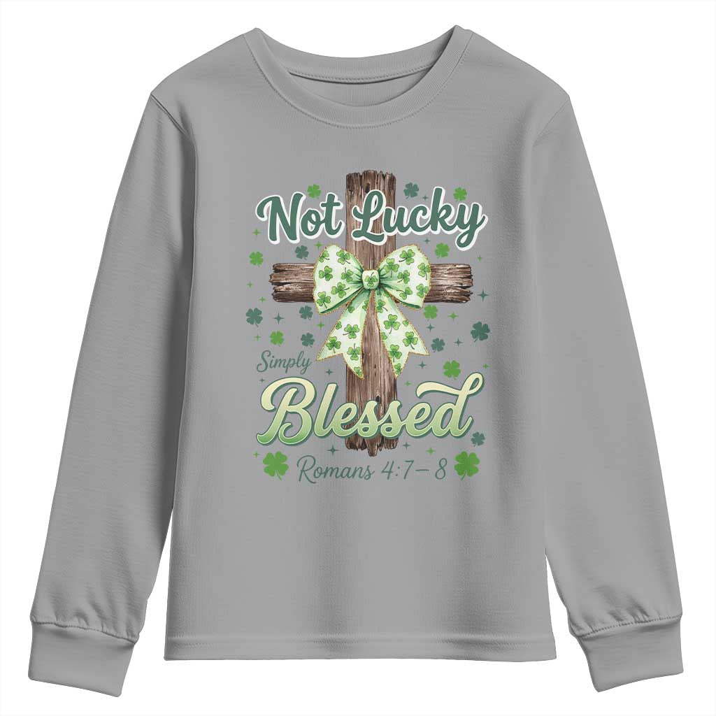 Shamrock Cross Irish St Patrick's Day Youth Sweatshirt Not Lucky Simply Blessed