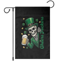 Cheers Fuckers St Patricks Day Garden Flag Funny Skeleton Drinking Beer