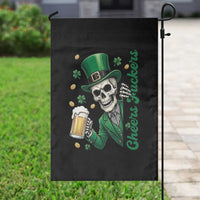 Cheers Fuckers St Patricks Day Garden Flag Funny Skeleton Drinking Beer
