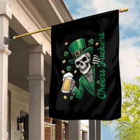 Cheers Fuckers St Patricks Day Garden Flag Funny Skeleton Drinking Beer