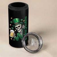 Cheers Fuckers St Patricks Day 4 in 1 Can Cooler Tumbler Funny Skeleton Drinking Beer