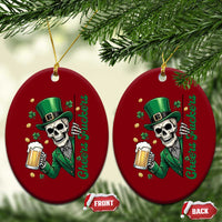 Cheers Fuckers St Patricks Day Ceramic Ornament Funny Skeleton Drinking Beer