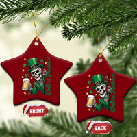 Cheers Fuckers St Patricks Day Ceramic Ornament Funny Skeleton Drinking Beer