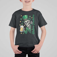 Cheers Fuckers St Patricks Day T Shirt For Kid Funny Skeleton Drinking Beer