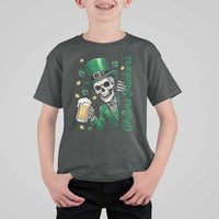 Cheers Fuckers St Patricks Day T Shirt For Kid Funny Skeleton Drinking Beer