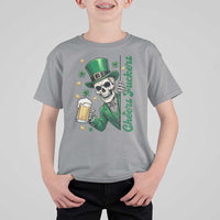 Cheers Fuckers St Patricks Day T Shirt For Kid Funny Skeleton Drinking Beer