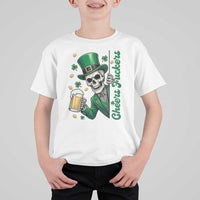 Cheers Fuckers St Patricks Day T Shirt For Kid Funny Skeleton Drinking Beer