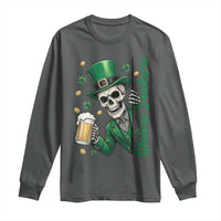 Cheers Fuckers St Patricks Day Long Sleeve Shirt Funny Skeleton Drinking Beer