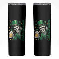 Cheers Fuckers St Patricks Day Skinny Tumbler Funny Skeleton Drinking Beer