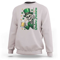 Cheers Fuckers St Patricks Day Sweatshirt Funny Skeleton Drinking Beer