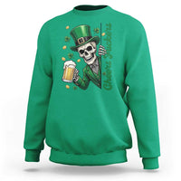 Cheers Fuckers St Patricks Day Sweatshirt Funny Skeleton Drinking Beer